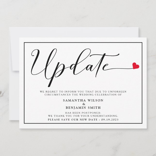 Elegant Simple Wedding Update Invitation (Front)