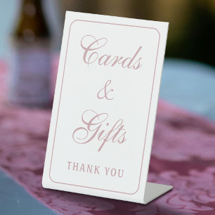 Elegant Simple White Blush Cards & Gifts Pedestal Sign