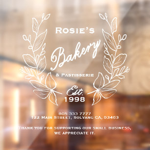 Elegant Simple White Botanical Wreath Bakery Logo