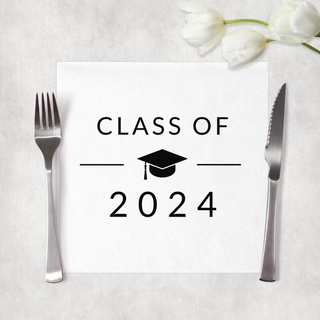 Elegant Simple White Class 2025 Graduation Party Napkin (Elegant Simple White Class 2025 Graduation Party Napkins
)
