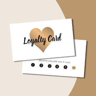 Elegant Simple White FauxGold Heart Beauty Loyalty Card