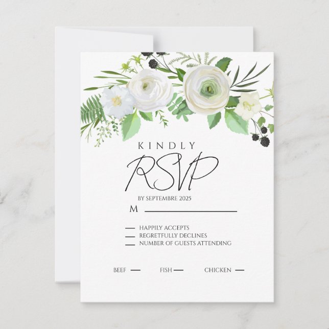 Elegant Simple White Floral Invitation (Front)