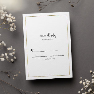 Elegant simple white gold minimalist RSVP Invitation
