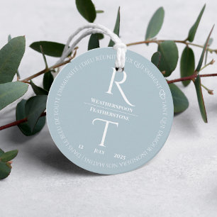 Elegant Simple White Grey Monogram Wedding Favour Tags