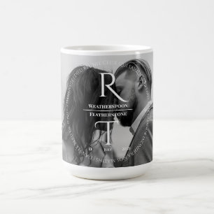 Elegant Simple White Grey Script Wedding Coffee Mug
