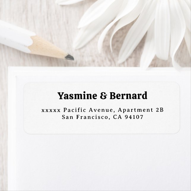 Elegant Simple White Wedding Return Address Return Address Label (Insitu)