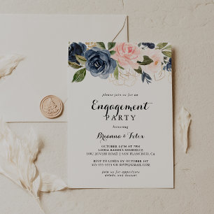 Elegant Simple Winter Floral Engagement Party Invitation