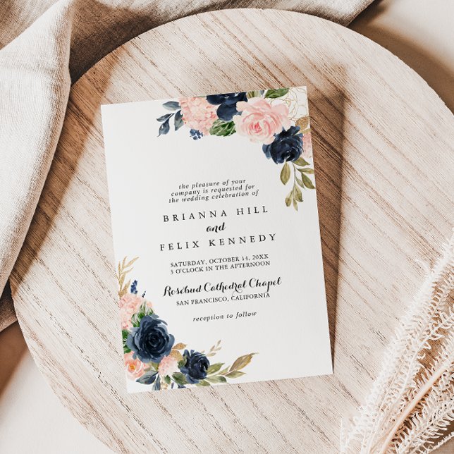 Elegant Simple Winter Floral Traditional Wedding Invitation (Creator Uploaded)