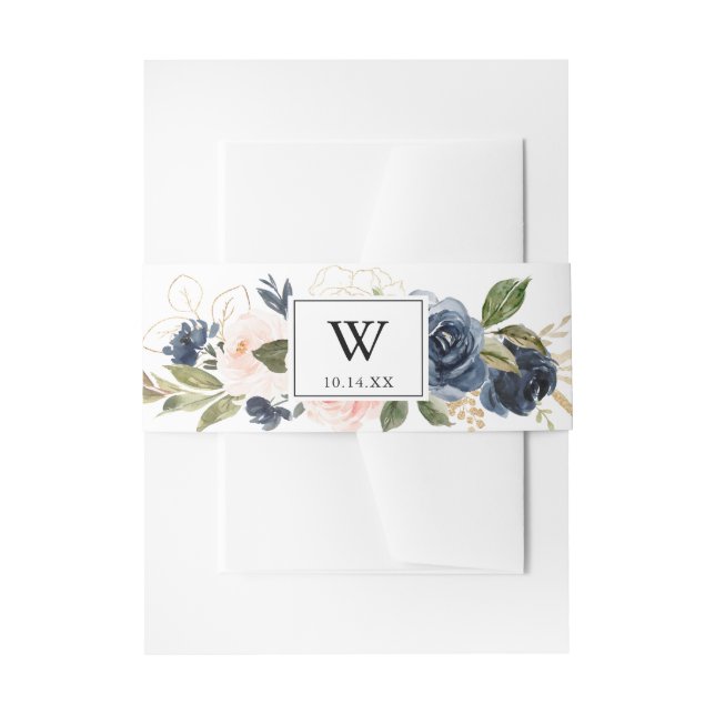 Elegant Simple Winter Floral Wedding Invitation Belly Band (Front Example)