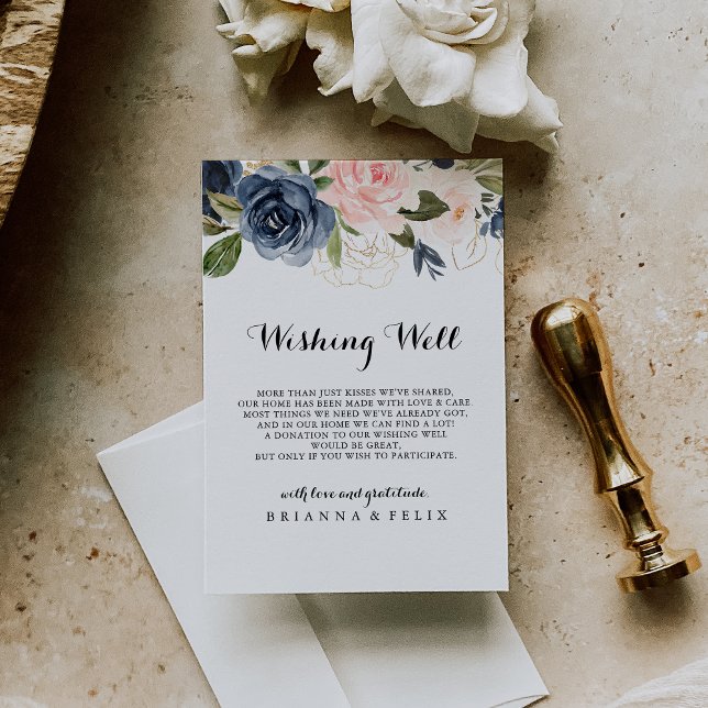 Elegant Simple Winter Floral Wedding Wishing Well Enclosure Card (Creator Uploaded)