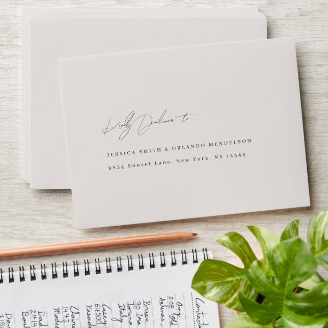 Elegant Simple With Line Art Flowers & Border Envelope (Stacked)