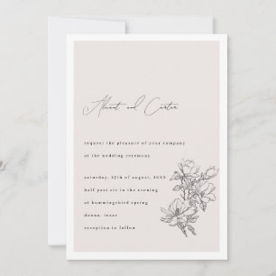 Elegant Simple With Line Art Flowers & Border Invitation