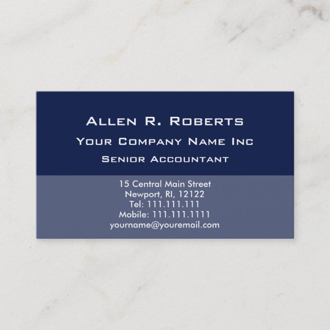 Elegant Simplicity Corporate Blue Clean Lines Business Card (Front)