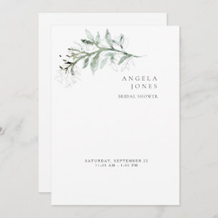 Elegant Simplicity Foliage White Bridal Shower Invitation