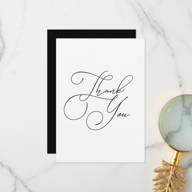 Elegant Simplicity Minimalist Black and White Thank You Card (Front/Back In Situ)