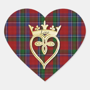 Elegant Sinclair Plaid Heart Wedding Sticker