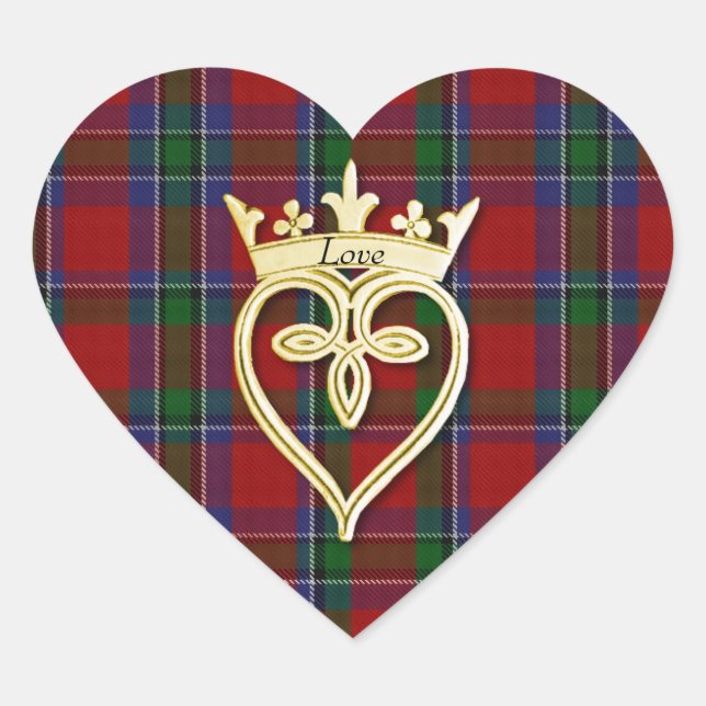 Elegant Sinclair Plaid Heart Wedding Sticker (Front)
