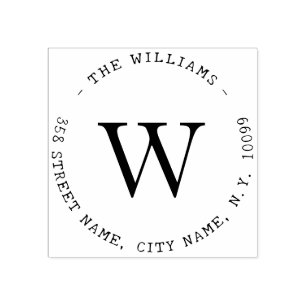 Elegant Single Family Name Rubber Stamp