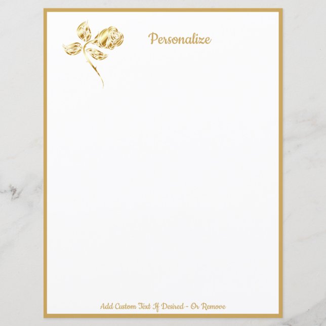 Elegant Single Gold Rose Personalised (Front)