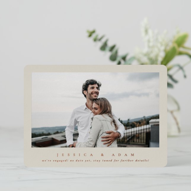 Elegant Single Photo Foil Engagement Announcement (Standing Front)