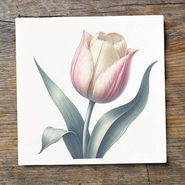 Elegant Single Pink Tulip Flower Napkin (Creator Uploaded)