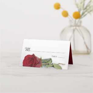 Elegant Single Red Rose Wedding Write-In Place Card