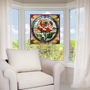 Elegant Single Rose Faux Stained Glass