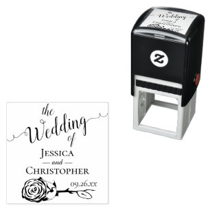 Elegant Single Rose the Wedding of Self-inking Stamp