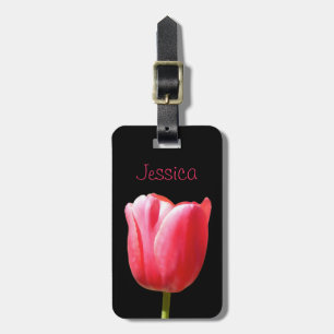 Elegant Single Stem Tulip Luggage Tag