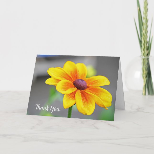 Elegant Single Yellow Orange Flower Thank You Card (Front)
