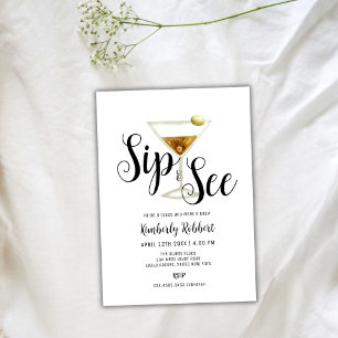Elegant Sip and See Martini Baby Shower Invitation