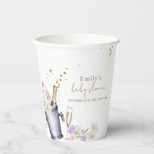 Elegant Sip & See Champagne Bottle Baby Shower Paper Cups