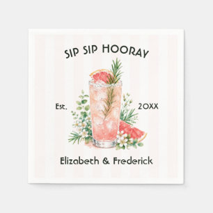 Elegant Sip Sip Hooray Grapefruit Cocktail Wedding Napkin