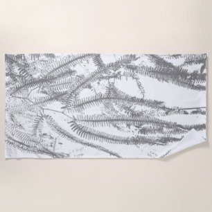 Elegant siver fern pattern beach towel