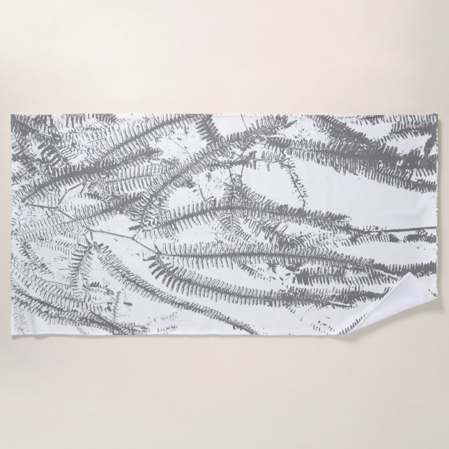Elegant siver fern pattern beach towel (Front)