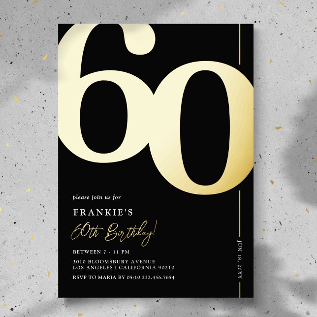Elegant Sixty 60th Birthday Party Foil Invitation (Creator Uploaded)