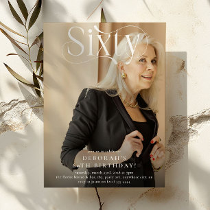 Elegant SIXTY Photo 60th Birthday Party Invitation