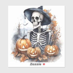 Elegant Skeleton Halloween Watercolor 