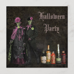 Elegant Skeletons & Poison Halloween Party Invitation