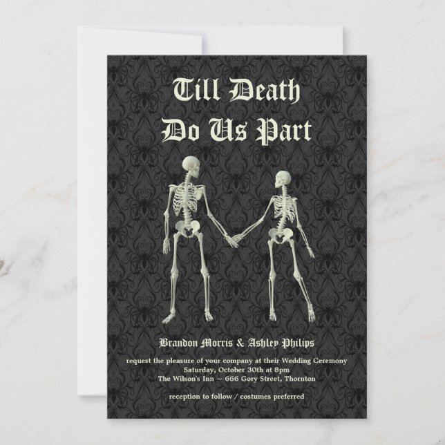 Elegant Skeletons Wedding Invitation (Front)