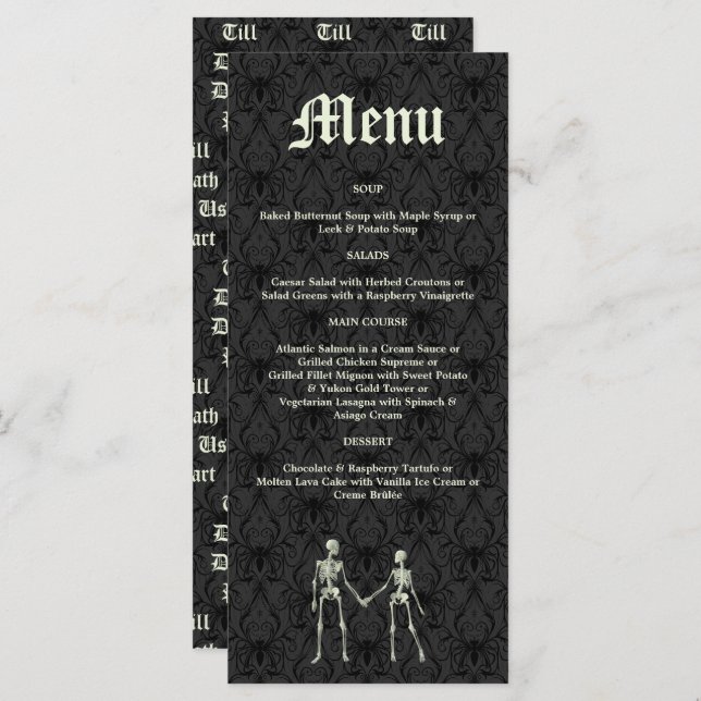Elegant Skeletons Wedding Menu (Front/Back)