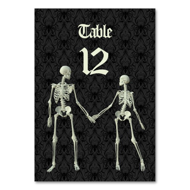 Elegant Skeletons Wedding Table Number (Front)