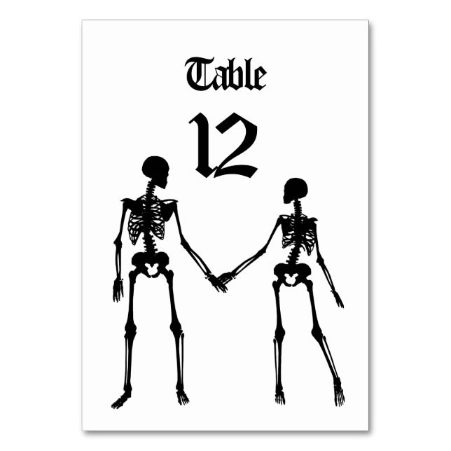 Elegant Skeletons Wedding Table Number (Front)