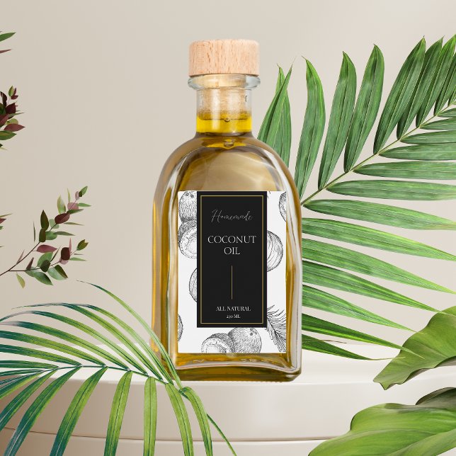 Elegant Sketch Homemade Coconut Oil Label (Creator Uploaded)