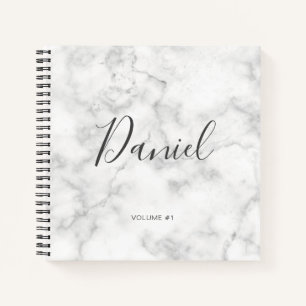 Elegant Sketchbook Your Name Script Marble chic Notebook