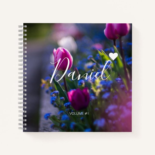 Elegant Sketchbook Your Name Script purple chic No Notebook (Front)
