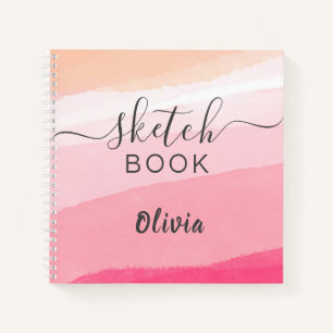Elegant  Sketchbook Your Name Script Watercolor Notebook
