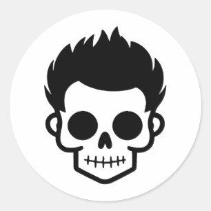 Elegant Skull Silhouette in Monochrome Classic Round Sticker