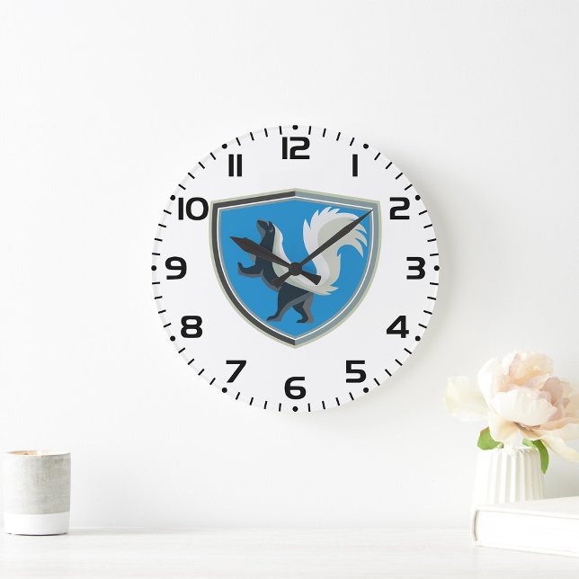 Elegant Skunk Emblem Wildlife Inspired Crest  Large Clock (Creator Uploaded)
