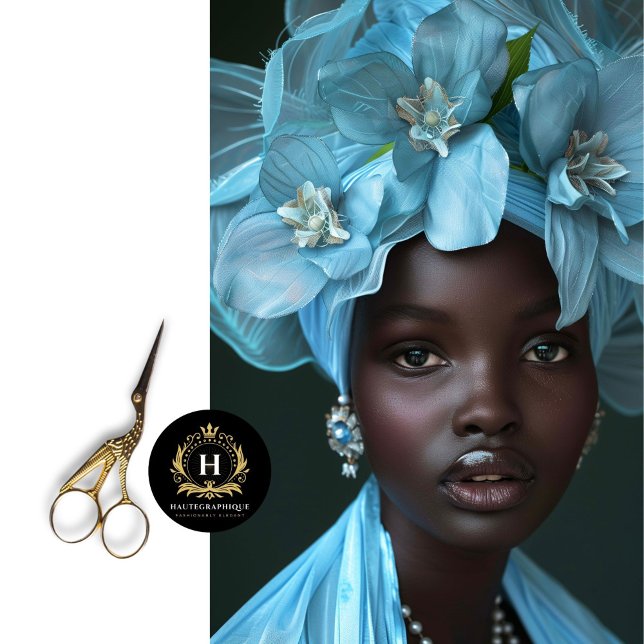 Elegant Sky Blue African Woman Portrait Decoupage Tissue Paper (Creator Uploaded)